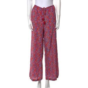 Figue Red Floral Silk Drawstring Pants Sz. XS